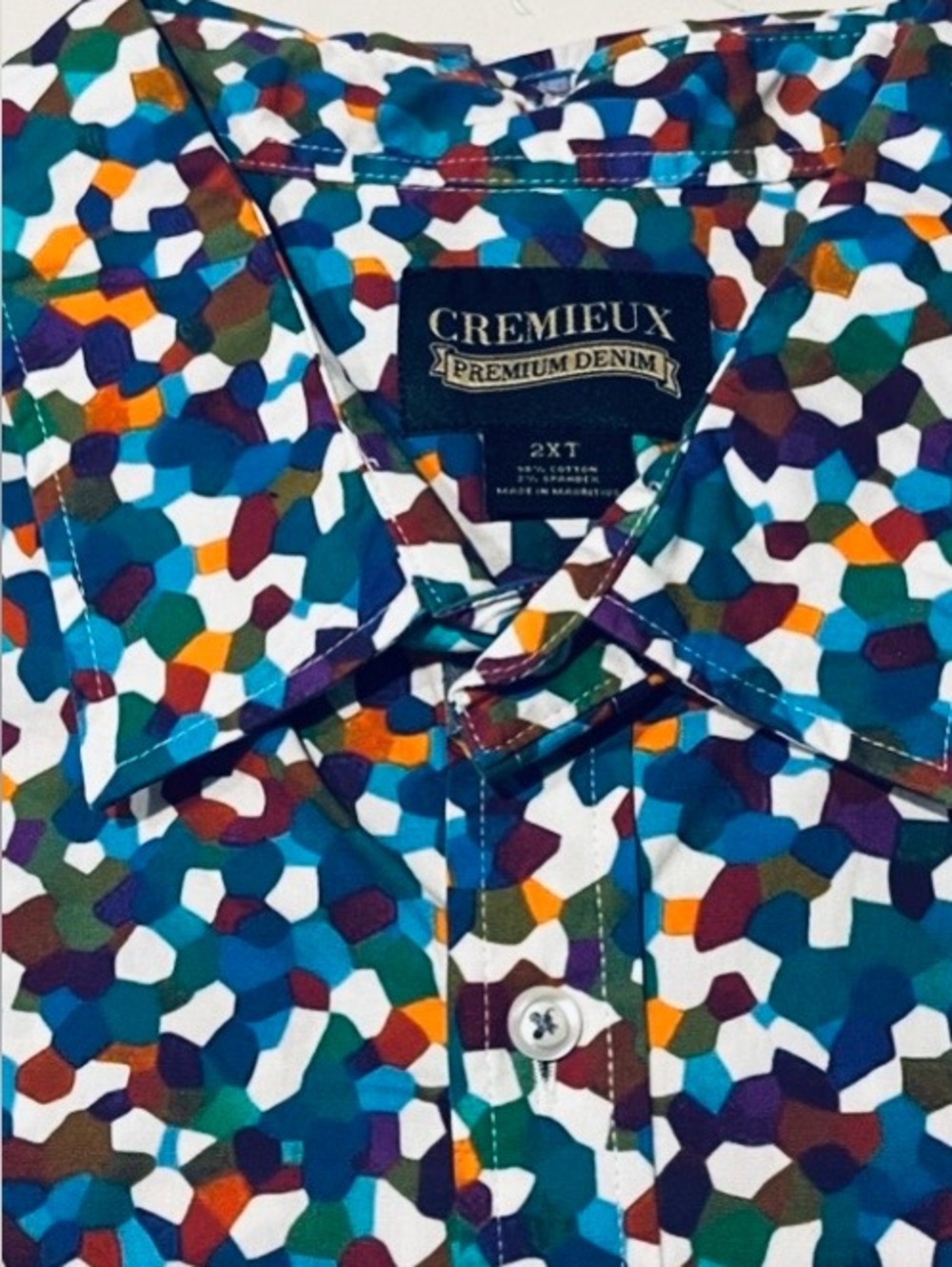 DANIEL CREMIEUX Multicolor Geometric Print Men's Shirt - 2XT NWOT Never Worn